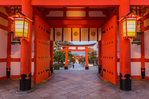 Main gate of Fushimi Inari Taisha in Kyoto, Japan