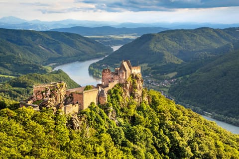 Aggstein Castle on the Danube river in Dürnstein, Austria