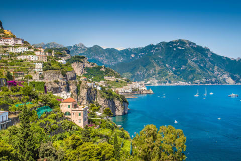 Beautiful view of  a village on the Amalfi Coast in Italy