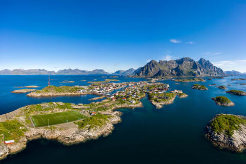Aerial view of Henningsvaer in Norway