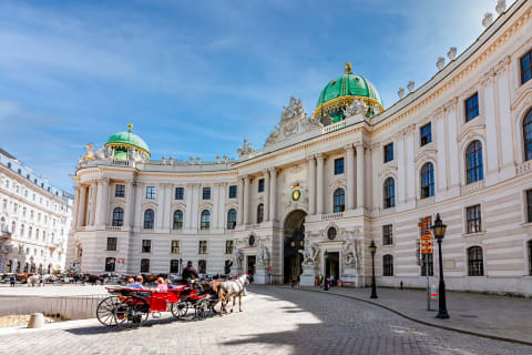 Carriage in front of Hofburg Palace in Vienna, Austria
