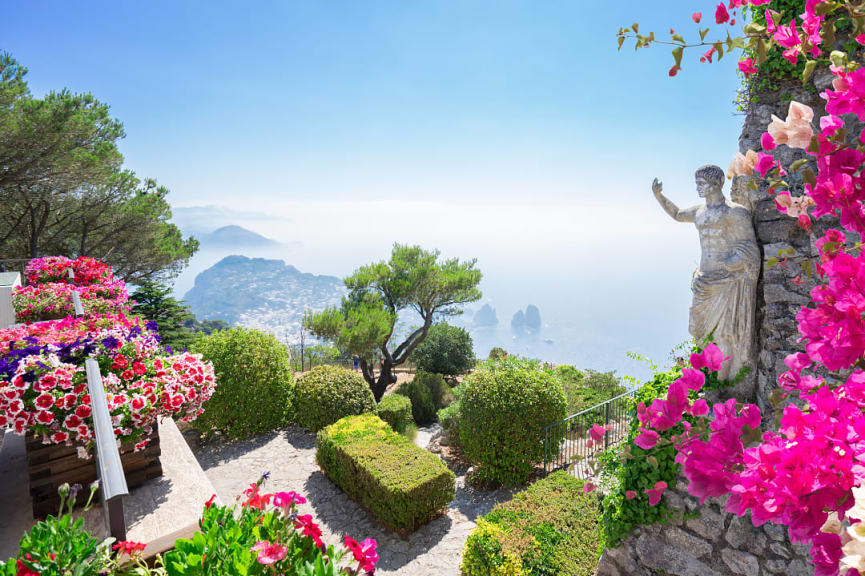 View of Capri Island from Mount Solaro in Italy